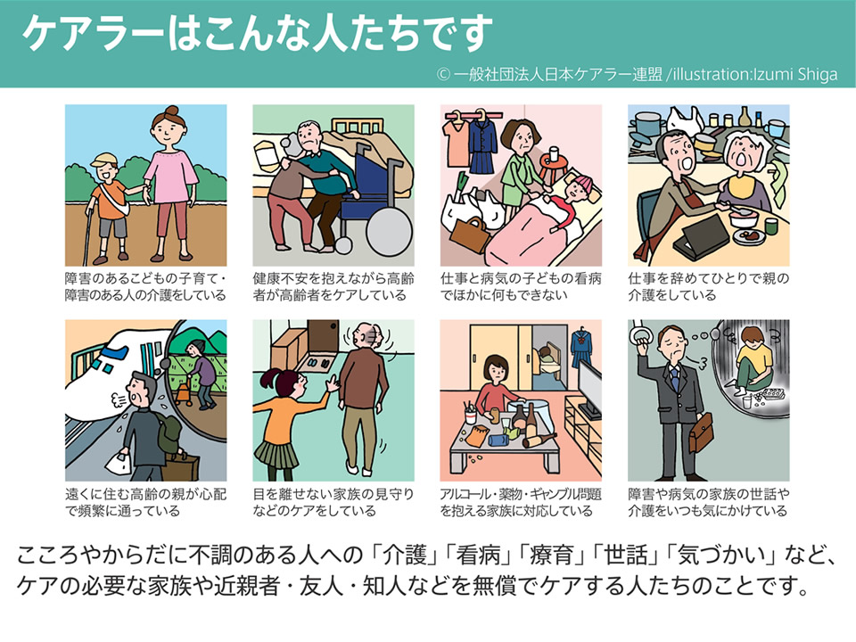 ケアラーはこんな人たちです イラスト申込フォーム 無料媒体用 日本ケアラー連盟